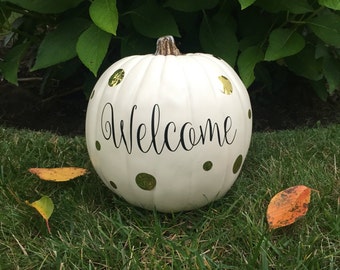 Welcome vinyl decal, pumpkin decal, Halloween, Fall, DIY decal, USNA