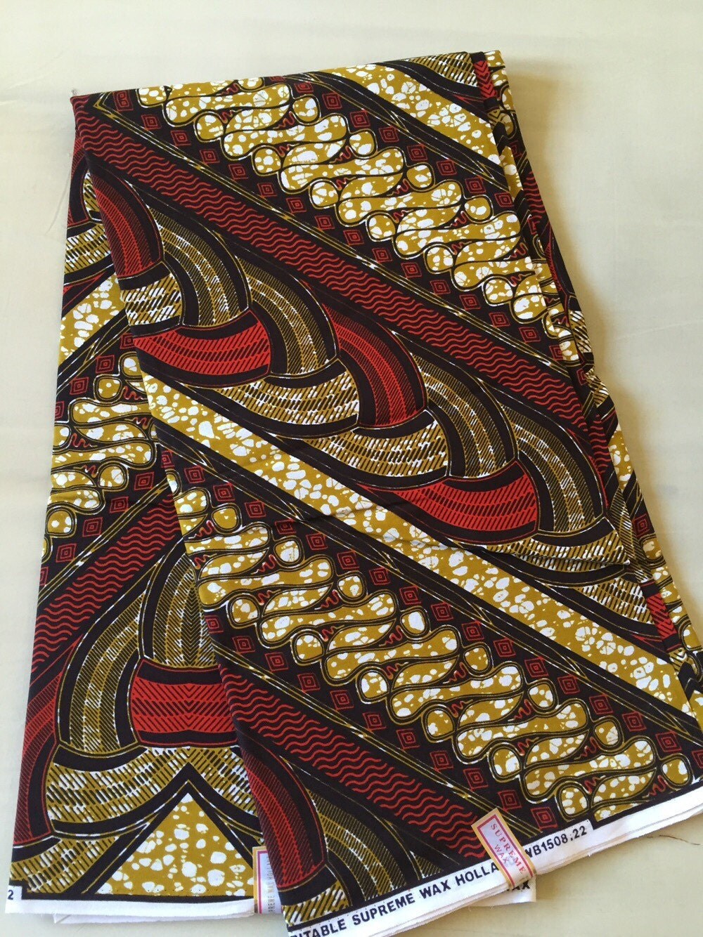 SALE African print fabric Yellow & Blue leaves African