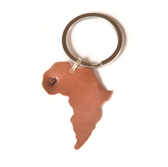 Items similar to Personalized Africa Keychain Copper, Hand stamped