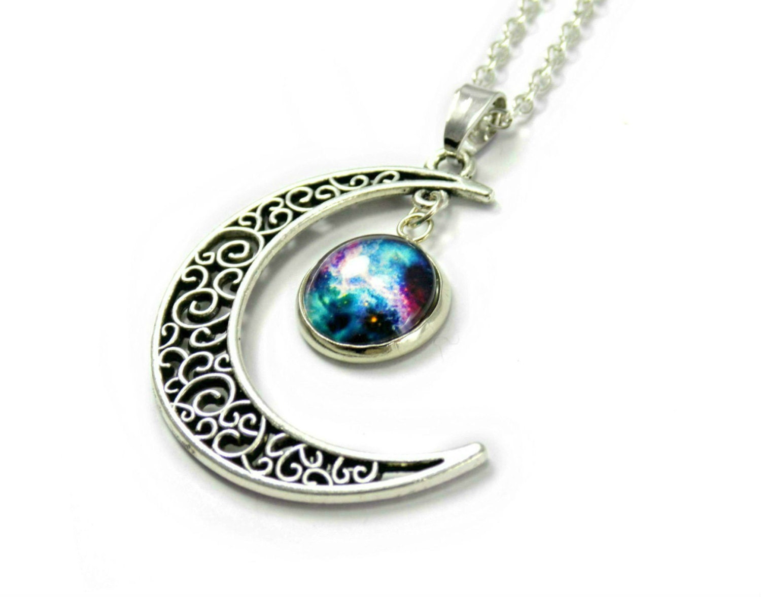 Crescent Moon Necklace Silver Moon Jewelry Moon Pendant