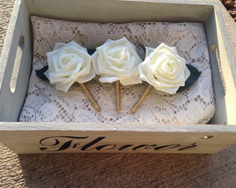 Ivory and Gold Boutonniere, Metallic gold wedding boutonniere, gold wedding boutonniere, mens wedding Boutonniere, gold boutonniere