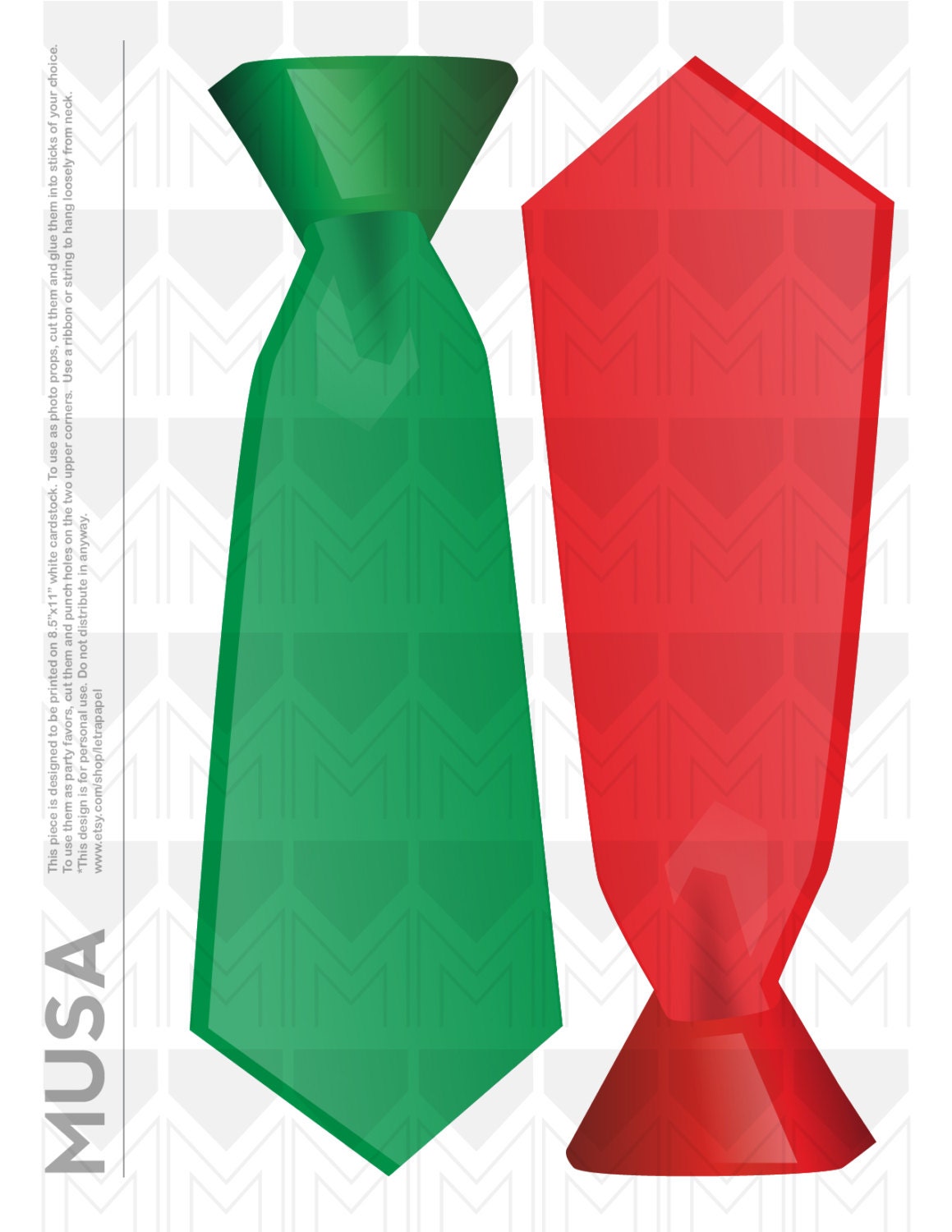 Instant Download / Printable Ties / Party Favors / Photo booth