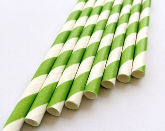 Green Striped Paper Straws