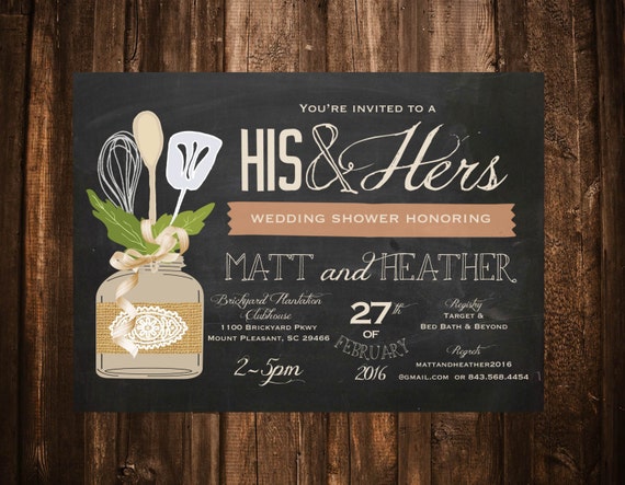 His And Hers Couple S Wedding Shower Invitation Chalkboard