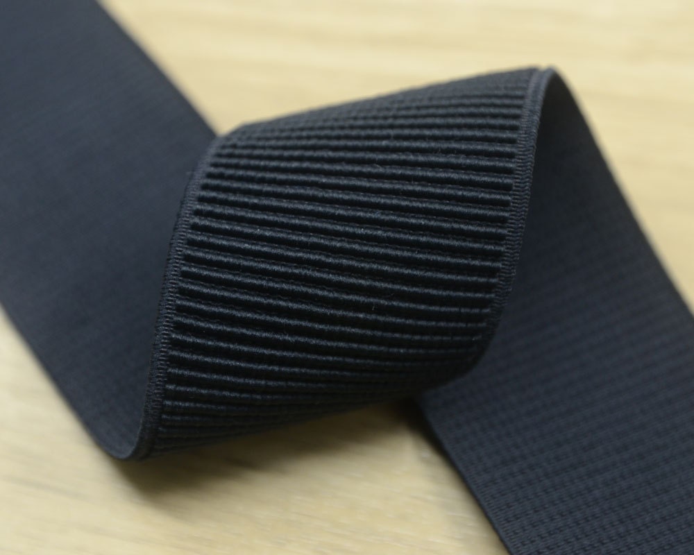 2 inch 50mm Wide Thin Ruffled Black Elastic Bands