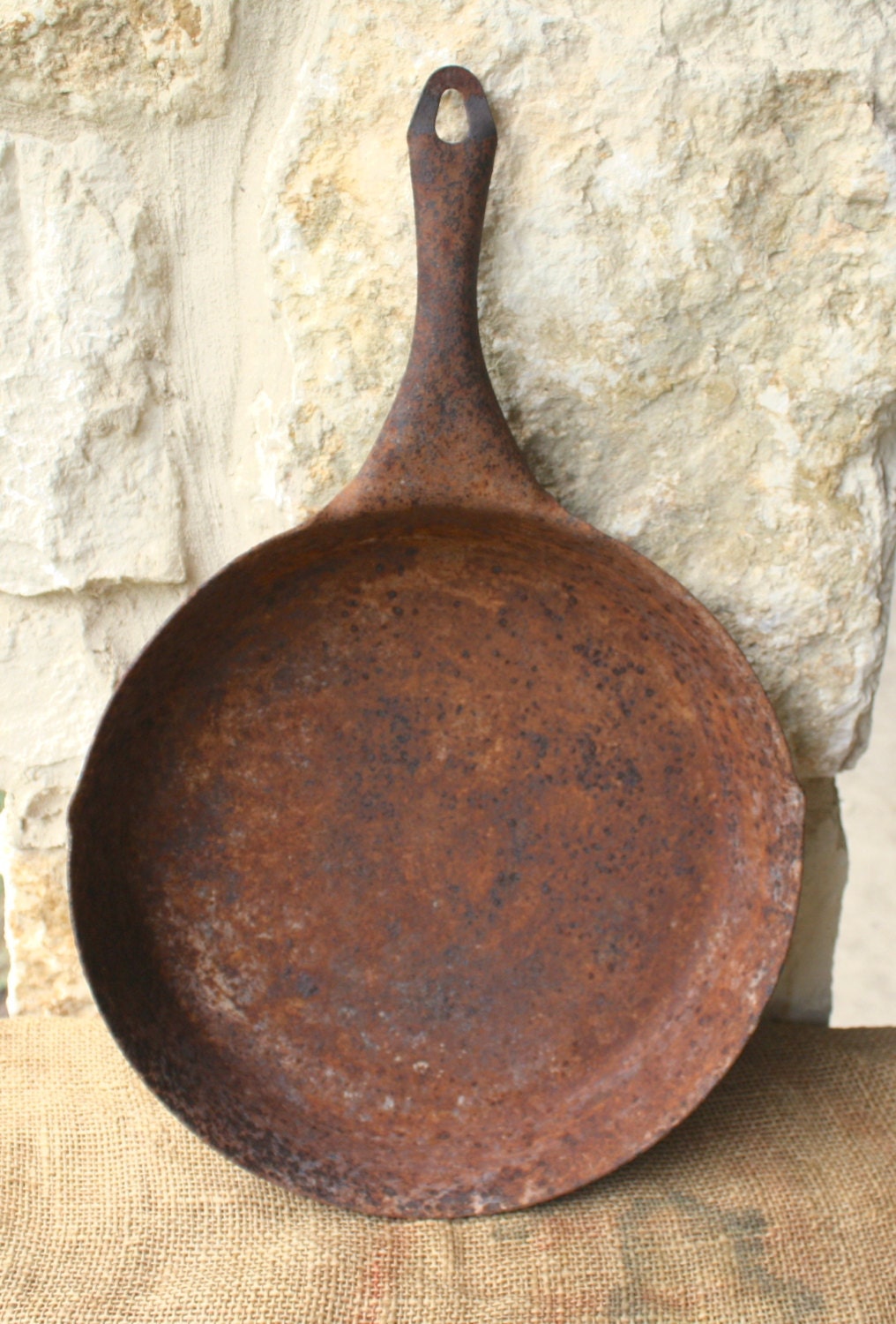 Old Rusty Skillet Frying Pan Cooking Utensils Folkart Style