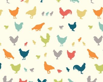 Farm fabric Organic cotton - Birch Fabrics Farm Fresh Hen & Friends