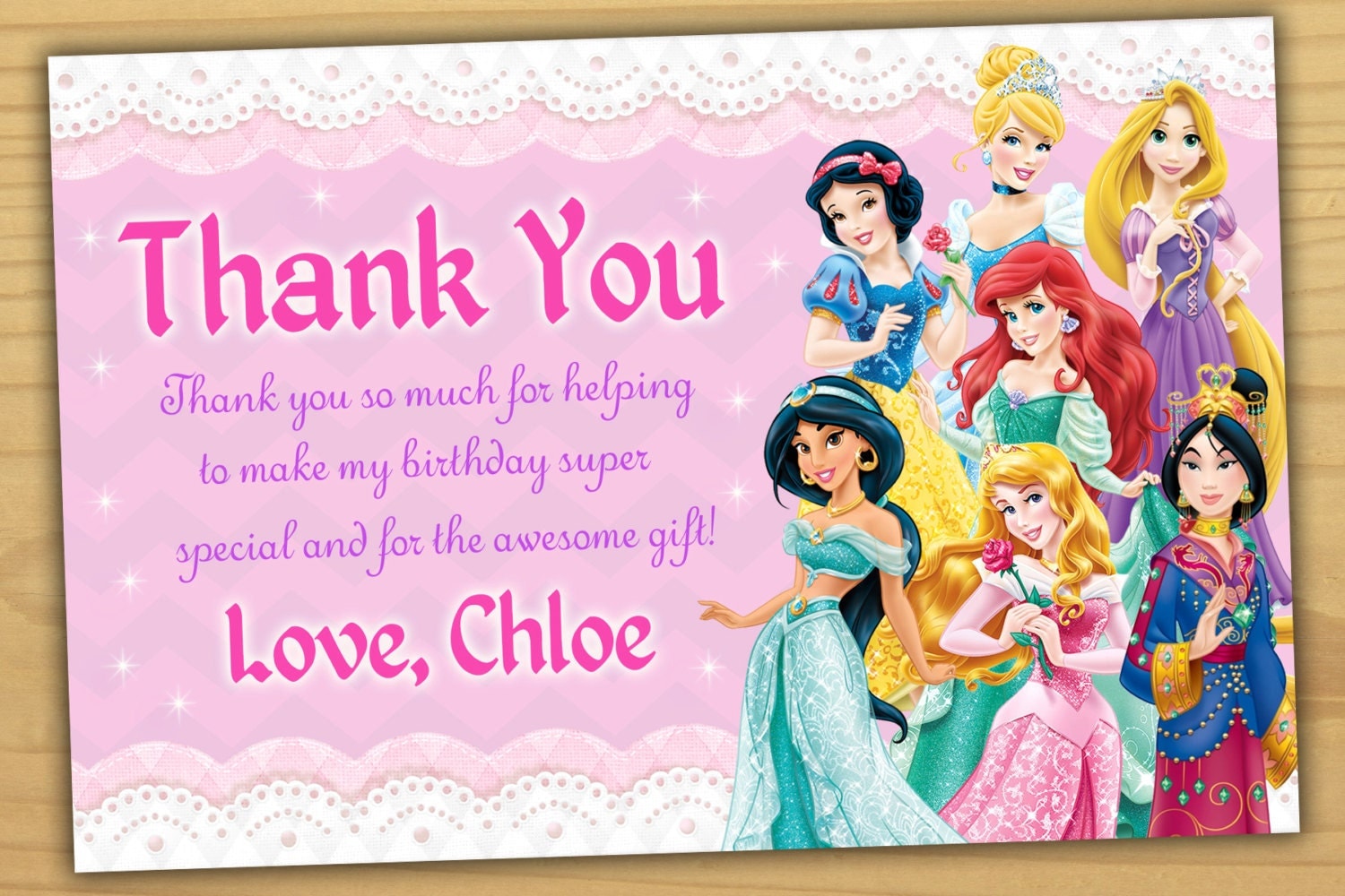 Disney Princess thank you card Princess thank you card