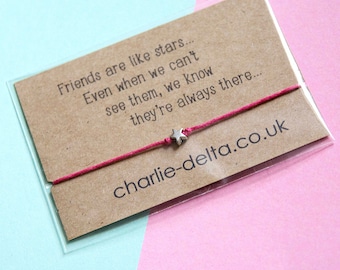 Friendship bracelet - long distance friendship - wish bracelet - friendship gifts - heartfelt quotes - best friends