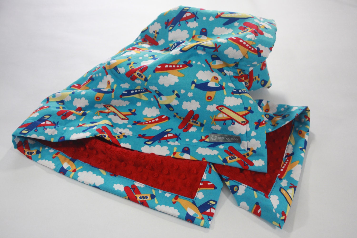 Airplane Baby BlanketRed Yellow Blue & Aqua