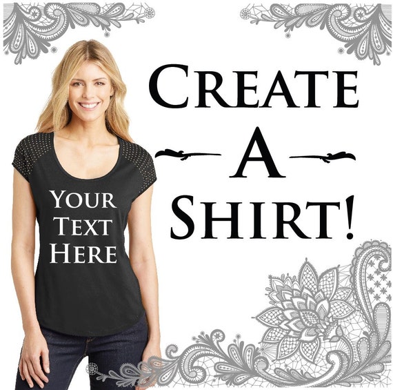 Ladies Scoop Neck Bling TShirt with Customizable Text Print