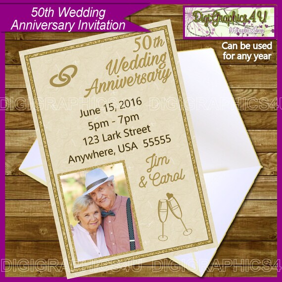  50th  Wedding  Anniversary  Printable  Invitation  by 
