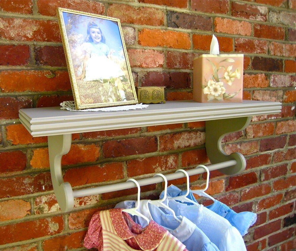 Wall shelf with dowel rod Nursery shelves Extra deep