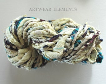 Specialty Sari Silk Ribbon Yarn, Twisted with Chiffon, 100g, Fair Trade, Art Yarn, Bracelet Ribbon, Doubled, Artwear Elements, #TWST8