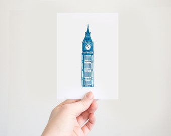 Big Ben Watercolour: Postcard