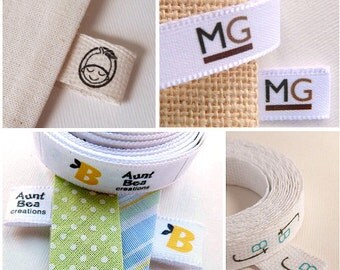 40 Folded Labels TWILL Ribbon 2" by 0.6" - Custom Clothing Labels - Personalized Labels - Folded fabric tags
