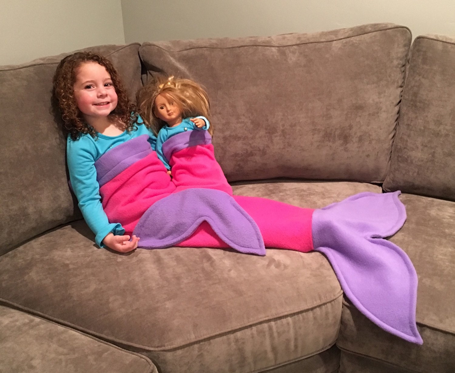 Super Soft Fleece Mermaid Tail Blanket Set for 18 Doll