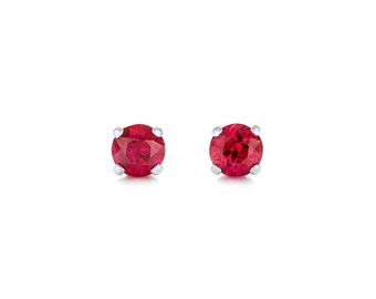 1/2 carat Ruby stud earrings-Red ruby-Handmade Ruby stud earrings-14 k white gold earnings-Natural Ruby-Birthday present -Anniversary gift