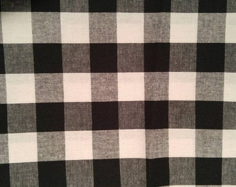 1 yard, Black and White Plaid Cotton Fabric