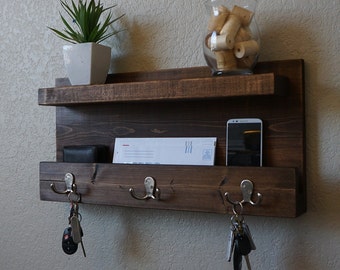 Modern Rustic Mail Organizer w/ Shelf