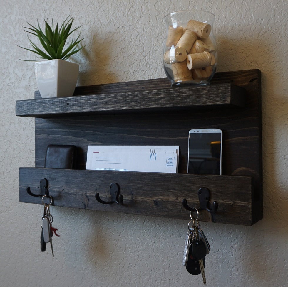 Rustic Entryway Organizer with Shelf