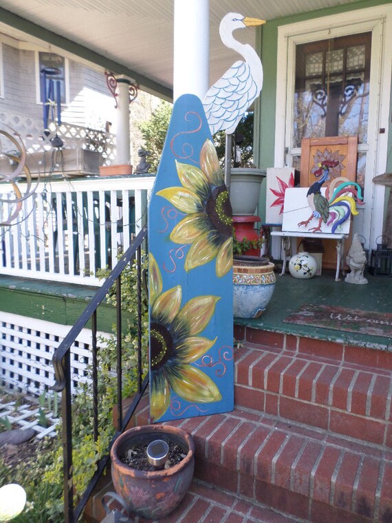 Antique Ironing Board with hand painted sunflowers by GroovyRejuvy