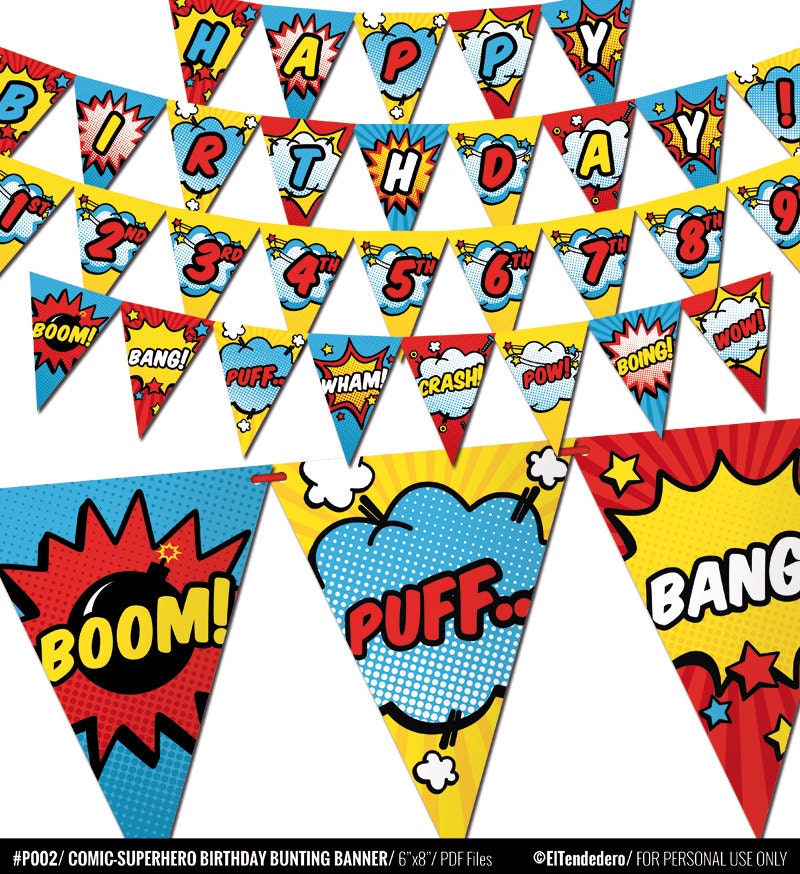 Comic-Superhero bunting banner to decor your by eltendedero