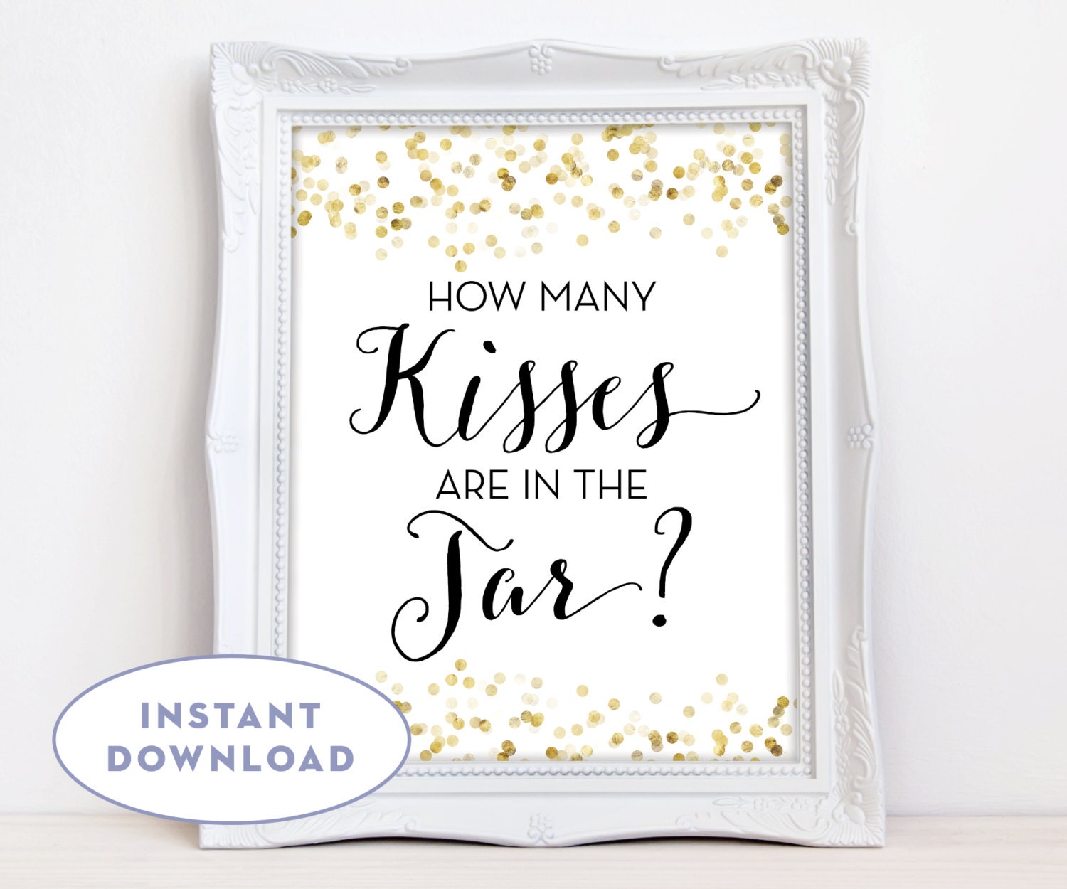 Printable How Many Kisses in the Jar Sign Bridal Shower Game