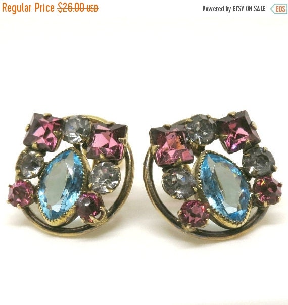 Blue and Pink Earrings - Vintage, B&N Signed, 1/20 12K Gold Filled ...