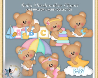 Teddy Bear Clipart, Baby Marshmallow and Honey 2015