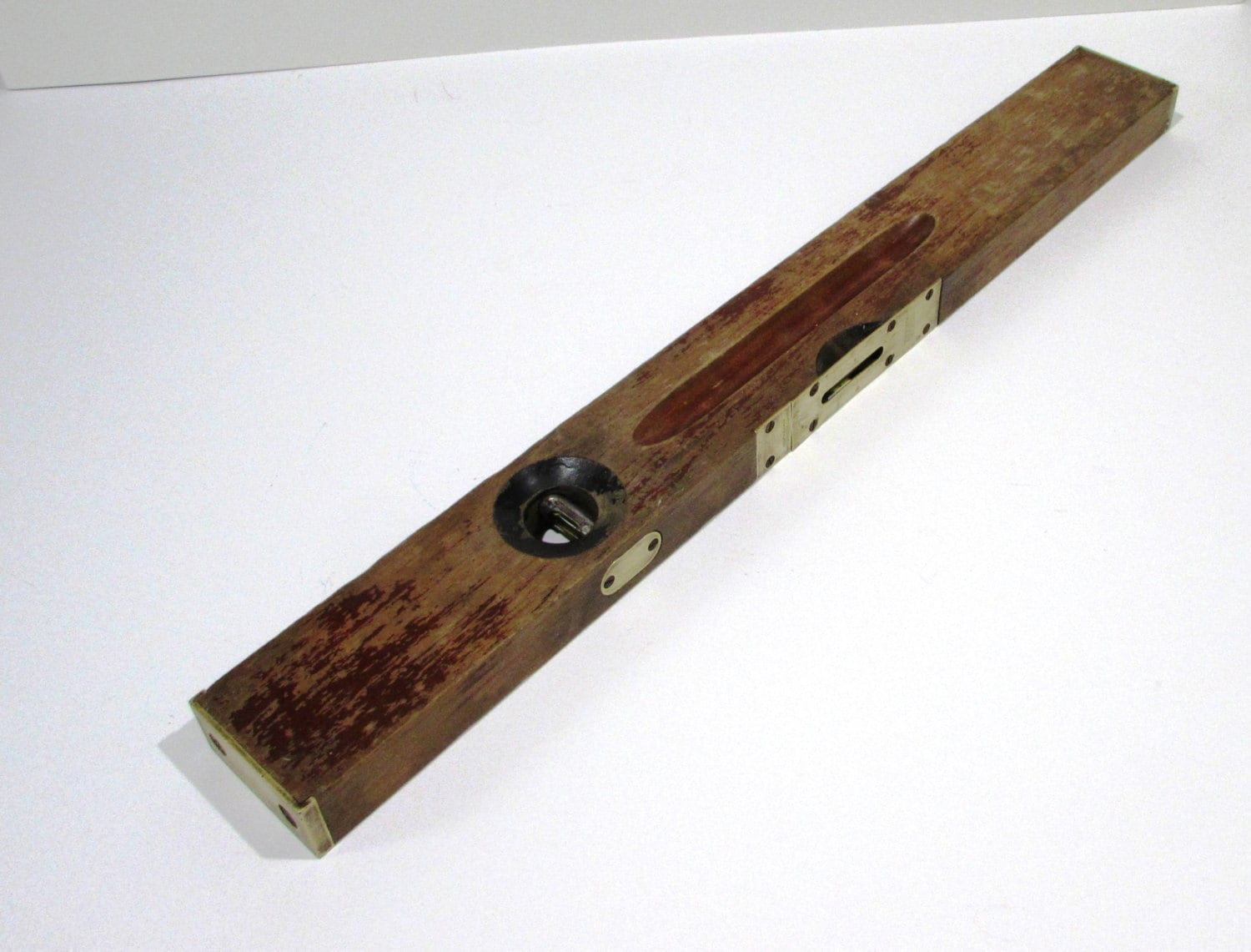 Stanley Wood Level with Brass Plates 2 by BusyOnBlackwood on Etsy