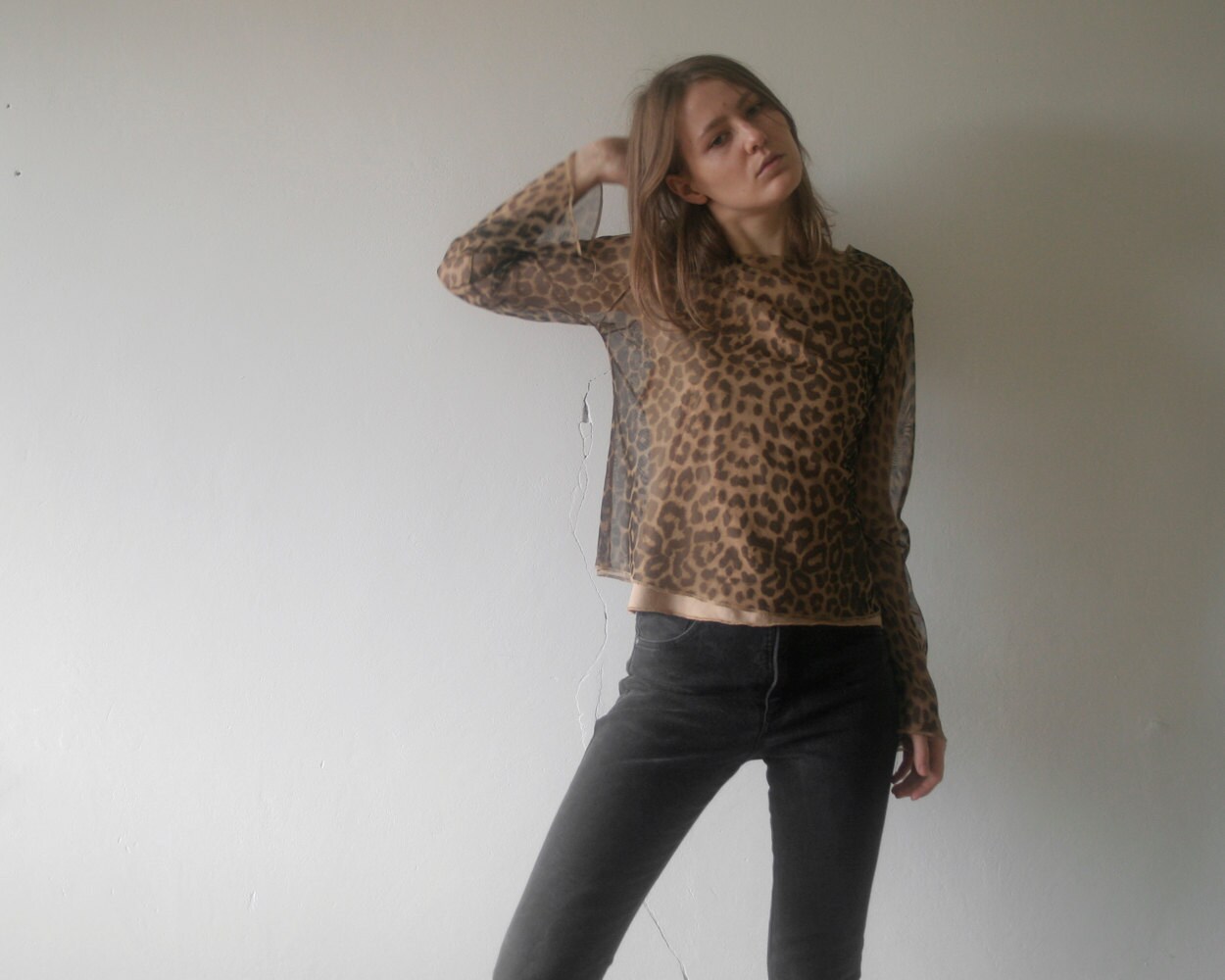 mesh leopard top