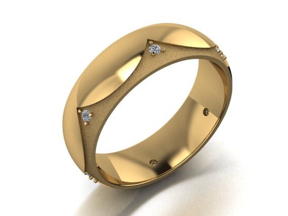 Mens Simplified Crown Ring with Diamonds n 14k gold