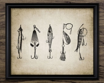 Vintage Fishing Lure Print - Fishing Lure Illustration - Angling Decor - Digital Art - Printable Art - Single Print #668- INSTANT DOWNLOAD