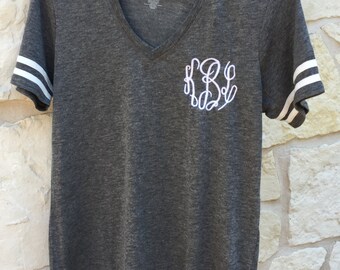 Monogrammed Short Sleeve Athletic V-neck T-Shirt