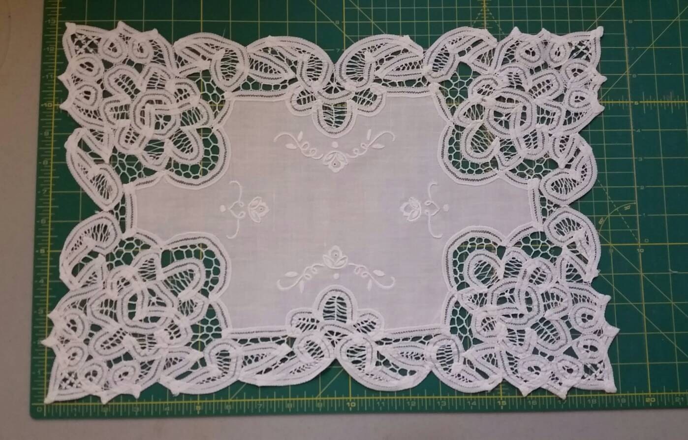 Battenburg lace placemat. White. from StuffbyShell on Etsy Studio