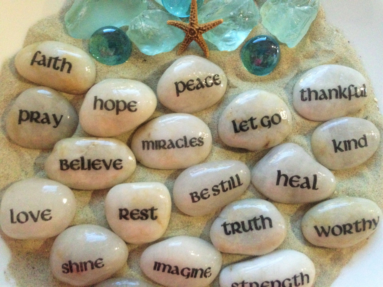 Inspirational stone rocks word stone worry stone