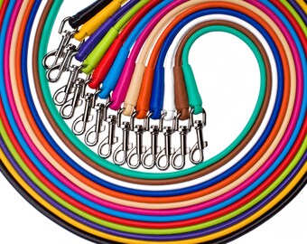 Rolled Leather Dog Leash Lead 4 or 6 foot Soft Collar 9 Sizes XS S M L Xl Small to Extra Large