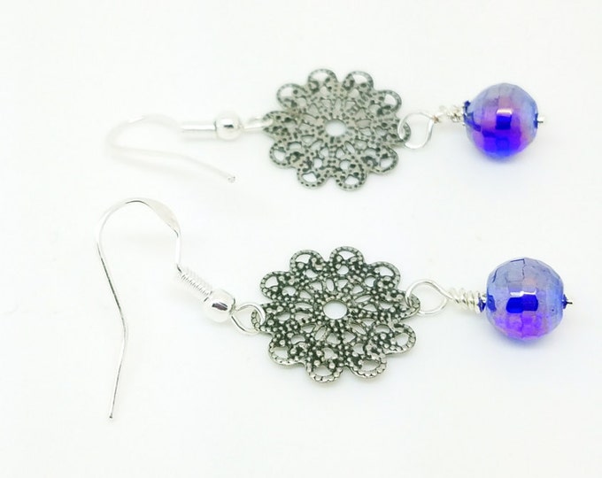 Royal blue earrings, Dark blue earrings, Navy blue earrings, Indigo earrings, cobalt blue earrings, blue earrings women