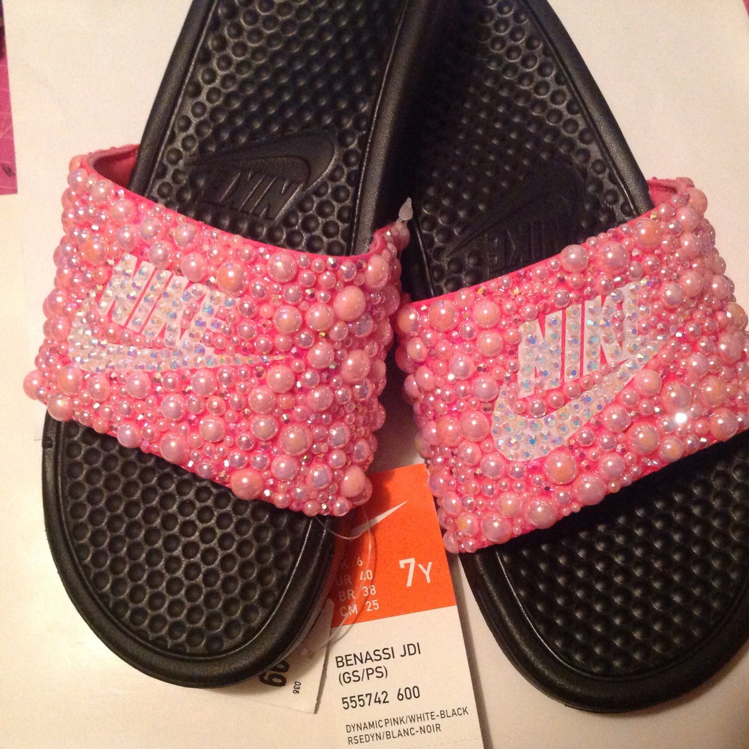 sparkly nike slides