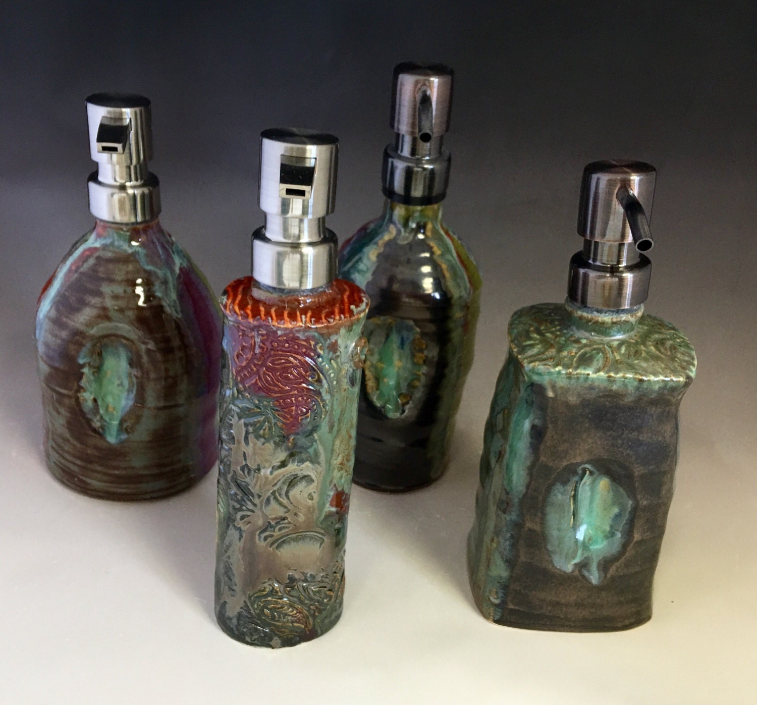 Ceramic soap/lotion pump by PotterybyJessie on Etsy