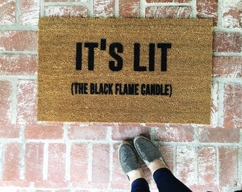 It's LIT (The black flame candle) Doormat, Hocus Pocus, Sanderson Sisters, Black Flame Candle, Doormats, Shop Josie B