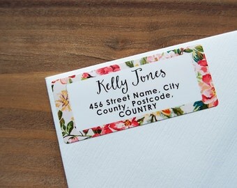 30 Custom Return Address Labels Floral Tropical Flowers Personalized Address Stickers / 903