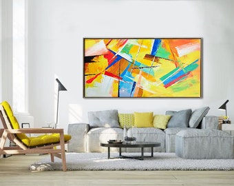 Large Horizontal Art Canvas Painting Original by CelineZiangArt