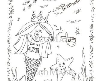 Happy Birthday Mermaid Coloring Pages