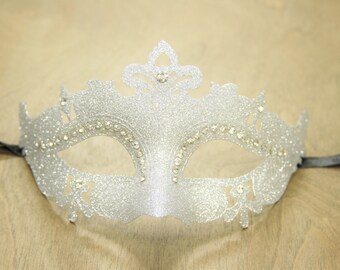 Silver Royal Glittery Venetian Masquerade Mask Costume Party Dance GPM001SL Glitter Collection Prom Ball