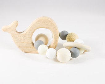 Wooden Toy - Silicone Baby Toy - Teether - Baby Rattle - Baby Teether - Teething Toy - Organic Baby Toy - Infant Toy - Rattle Toy - Baby Toy