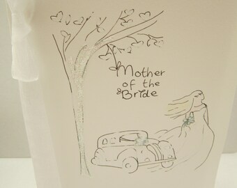 Handpainted card, mother of bride, father of bride, parents of bride, mum wedding card, mum thank you card, parents thank you, handmade