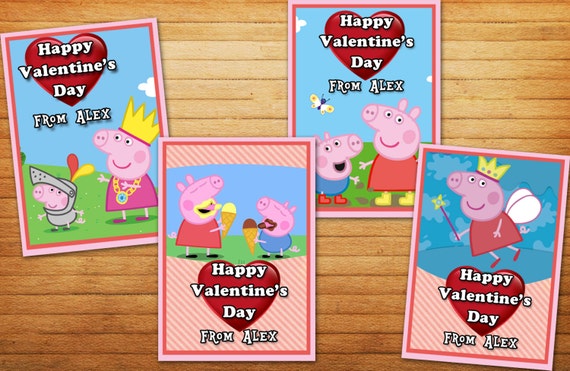 Peppa Pig inspired Valentine day cards Valentine's