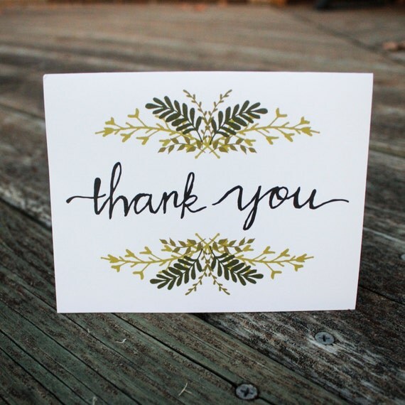 Thank You Card Greenery Original Illustration